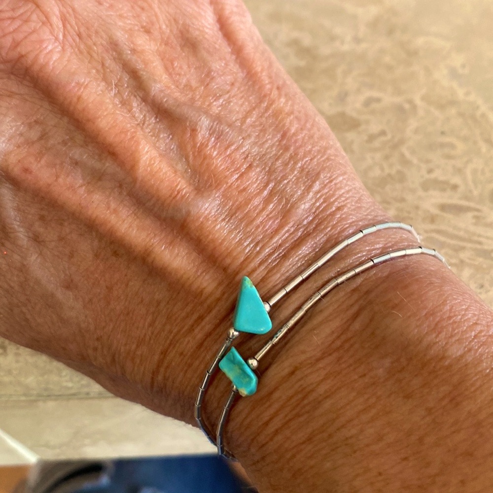 🤠🌵🌼STERLING SILVER LIQUID SILVER TURQUOISE BRACELET ‼️